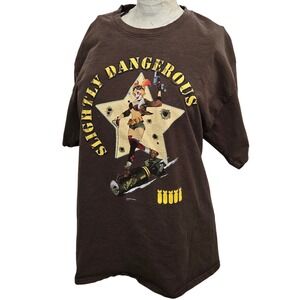 Graphitti DC Comics Bombshells Harley Quinn T Shirt Men's L Brown Pinup Nose Art